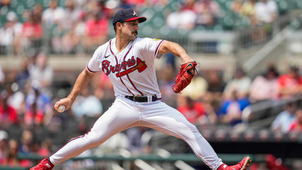 Jul 20, 2023; Cumberland, Georgia, USA; Atlanta Braves starting pitcher Spencer Strider (99) pitches against the Arizona Diamondbacks during the first inning at Truist Park.